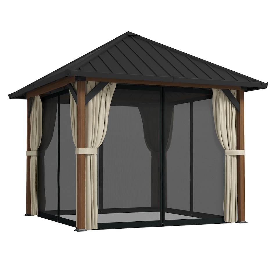Image 976444.jpg, Product 976-444 / Price $939.99, Outsunny 10' x 10' Hardtop Gazebo with Steel Roof, Netting and Curtains from Outsunny on TSC.ca's Home & Garden department