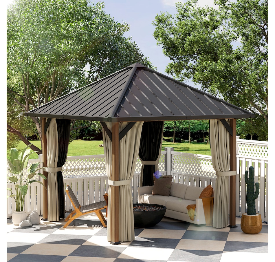Image 976444_ALTMORE1.jpg, Product 976-444 / Price $939.99, Outsunny 10' x 10' Hardtop Gazebo with Steel Roof, Netting and Curtains from Outsunny on TSC.ca's Home & Garden department