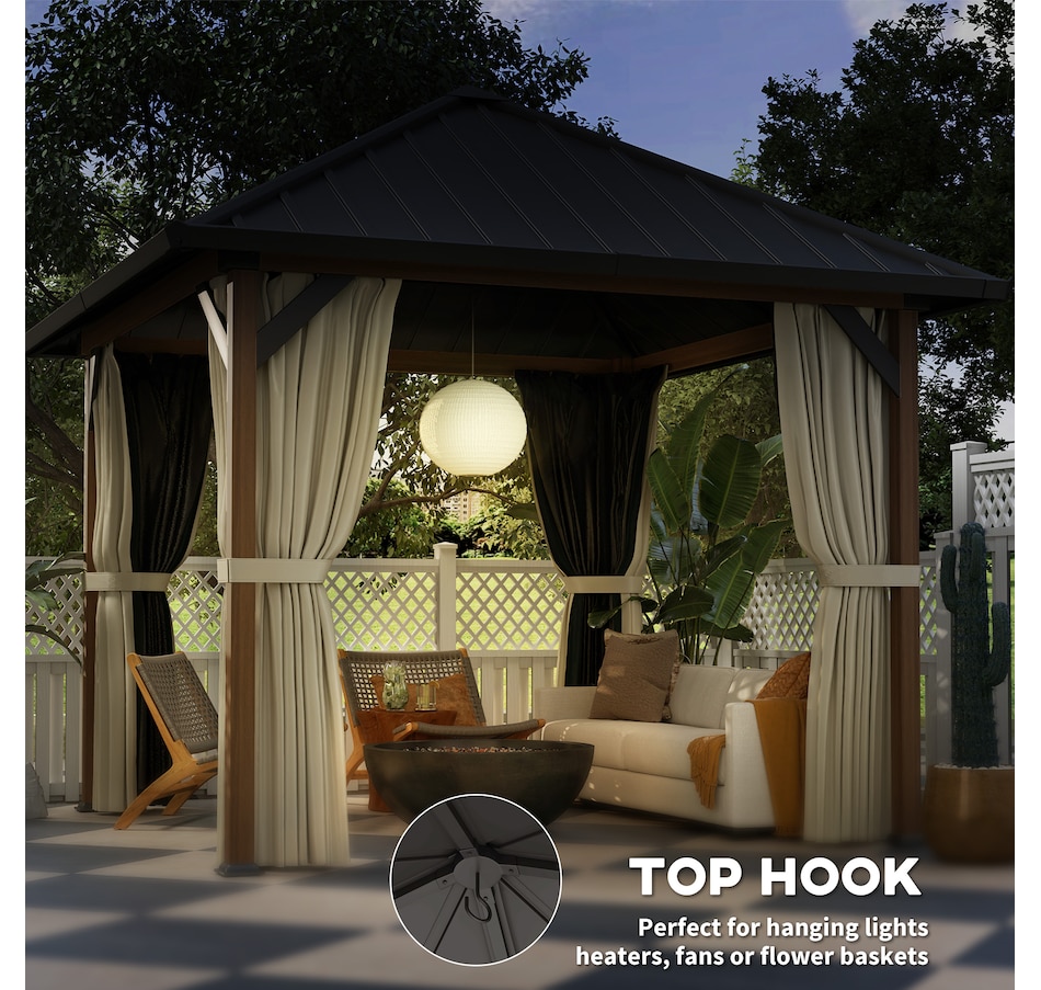 Image 976444_ALTMORE7.jpg, Product 976-444 / Price $939.99, Outsunny 10' x 10' Hardtop Gazebo with Steel Roof, Netting and Curtains from Outsunny on TSC.ca's Home & Garden department