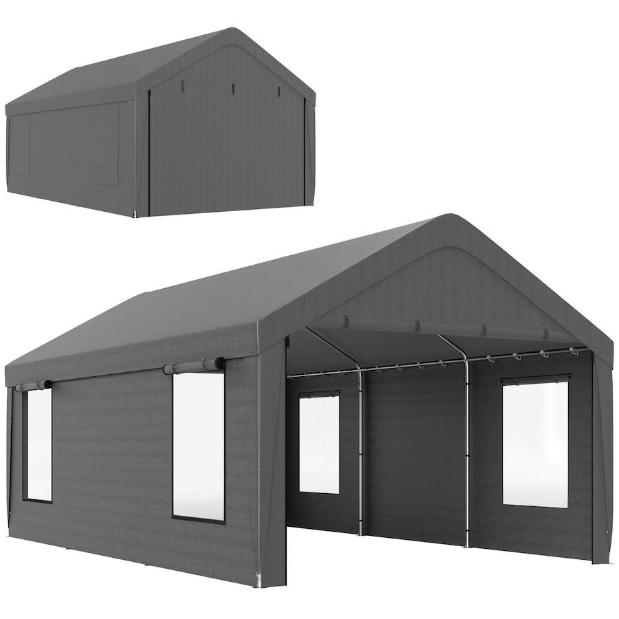Image 976445.jpg, Product 976-445 / Price $329.99, Outsunny Carport, 12 x 20ft Portable Garage, Dark Grey from Outsunny on TSC.ca's Home & Garden department