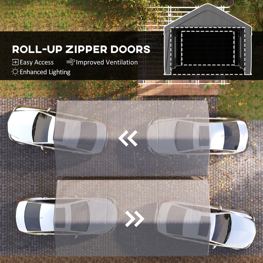 Image 976445_ALTMORE5.jpg, Product 976-445 / Price $329.99, Outsunny Carport, 12 x 20ft Portable Garage, Dark Grey from Outsunny on TSC.ca's Home & Garden department