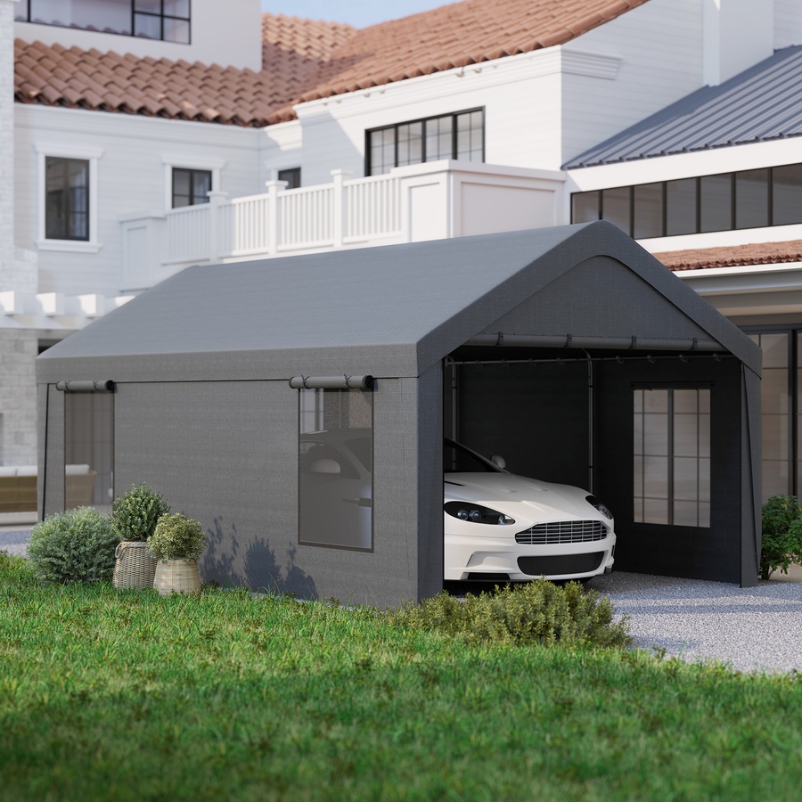Image 976445_ALTMORE8.jpg, Product 976-445 / Price $329.99, Outsunny Carport, 12 x 20ft Portable Garage, Dark Grey from Outsunny on TSC.ca's Home & Garden department