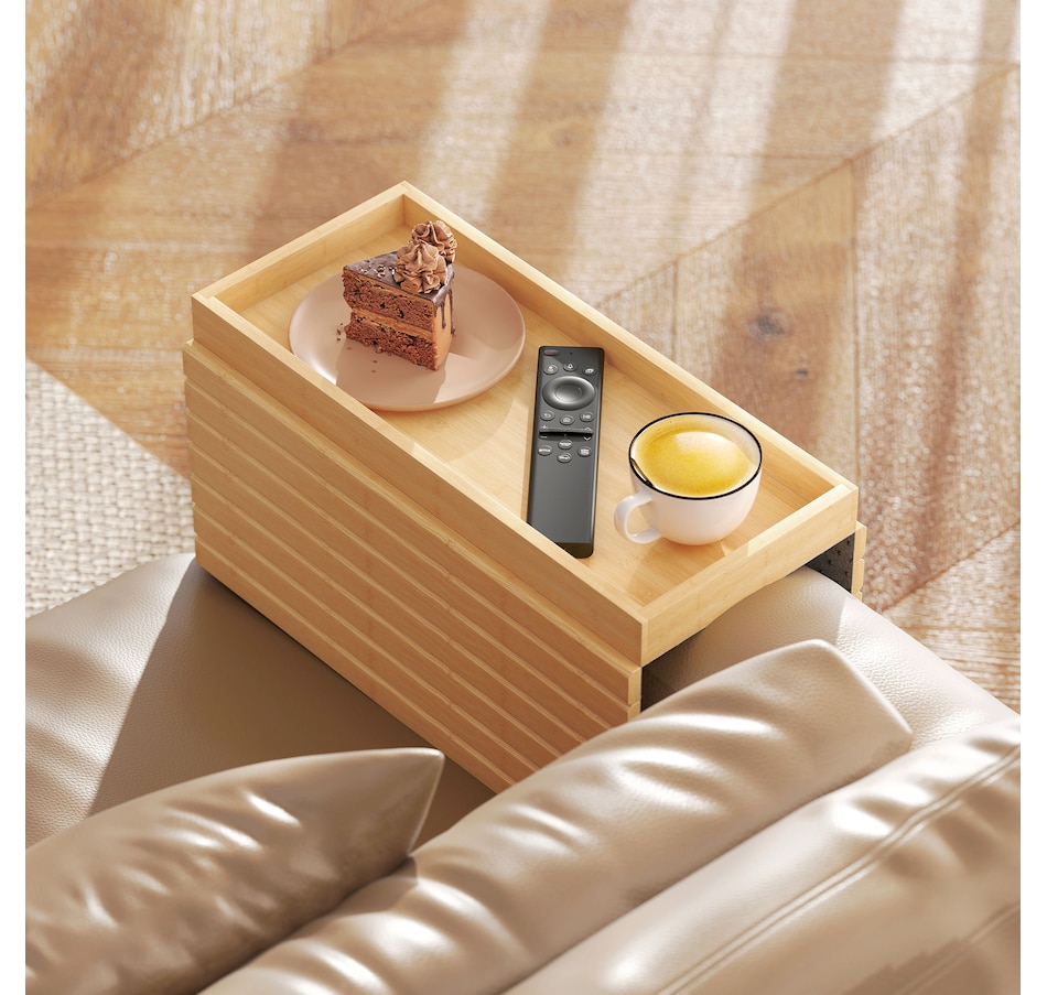 Image 976446_ALTMORE1.jpg, Product 976-446 / Price $37.99, HOMCOM Foldable Sofa Armrest Tray, Bamboo Couch Arm Tray for Drinks Natural from HOMCOM on TSC.ca's Home & Garden department