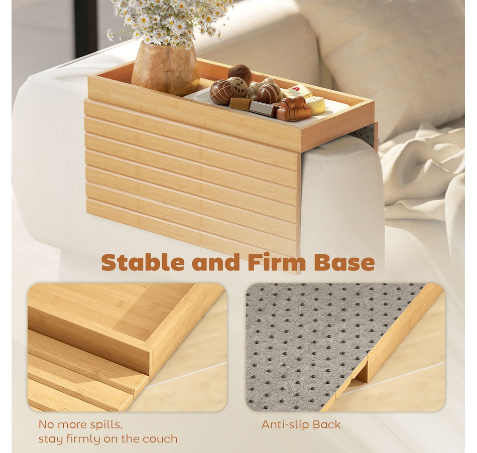 Image 976446_ALTMORE5.jpg, Product 976-446 / Price $37.99, HOMCOM Foldable Sofa Armrest Tray, Bamboo Couch Arm Tray for Drinks Natural from HOMCOM on TSC.ca's Home & Garden department