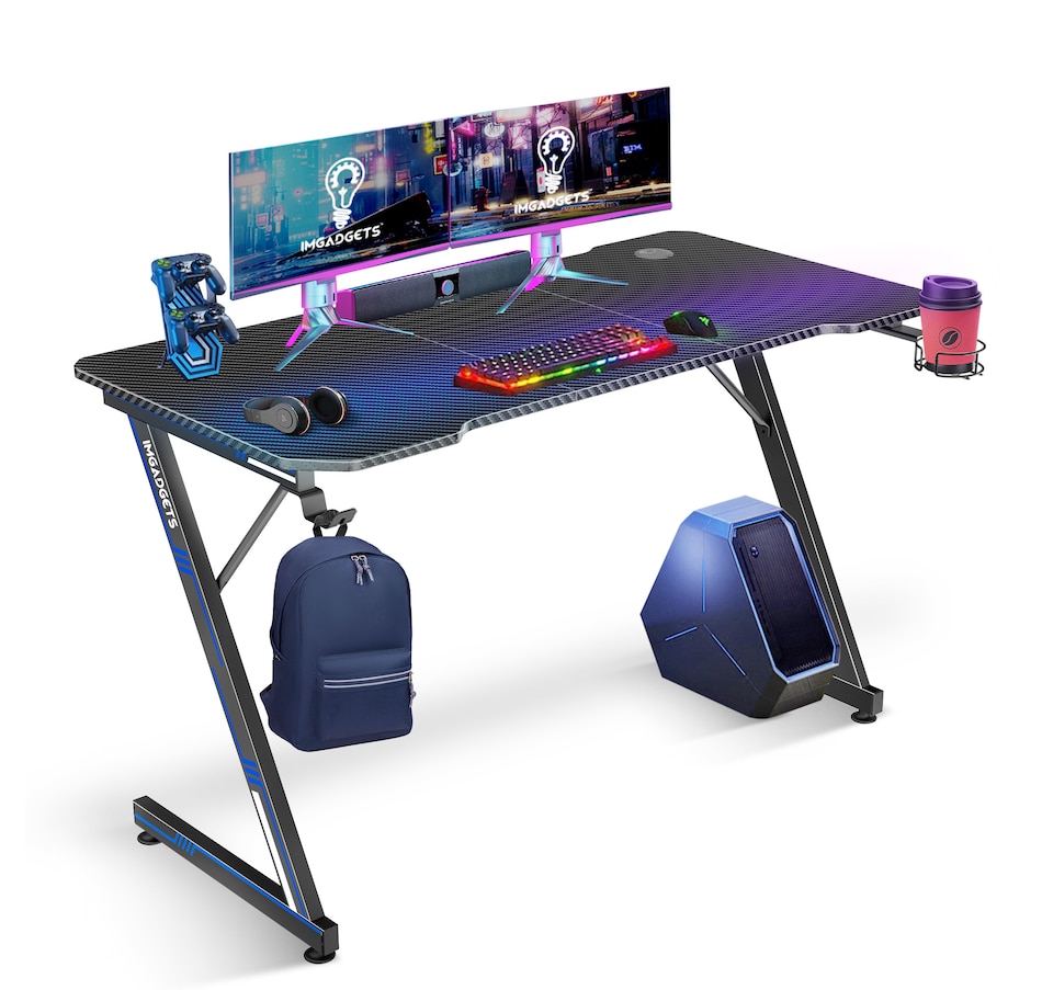Image 976456_ST02.jpg, Product 976-456 / Price $149.99, IMGadgets 47"x24" Z-Shaped Gaming Desk with Dynamic LED lighting & Durable Mouse Pad from IMGadgets on TSC.ca's Home & Garden department