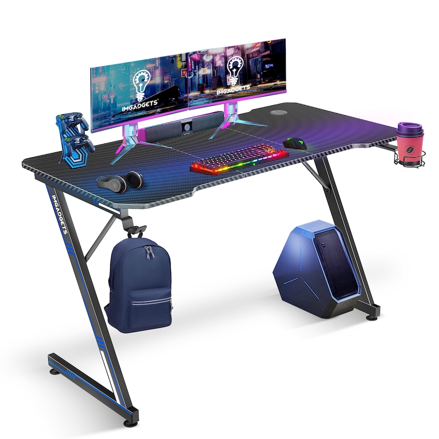 Image 976456_ST02.jpg, Product 976-456 / Price $129.99 - $149.99, IMGadgets 47"x24" Z-Shaped Gaming Desk with Dynamic LED lighting & Durable Mouse Pad from IMGadgets on TSC.ca's Home & Garden department