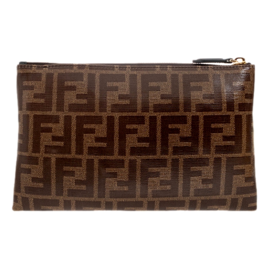 Image 976457_ALTMORE14.jpg, Product 976-457 / Price $1,034.00, Fendi FF Zucca Brown Coated Canvas Flat Zipper Pouch Clutch from Fendi on TSC.ca's Fashion department