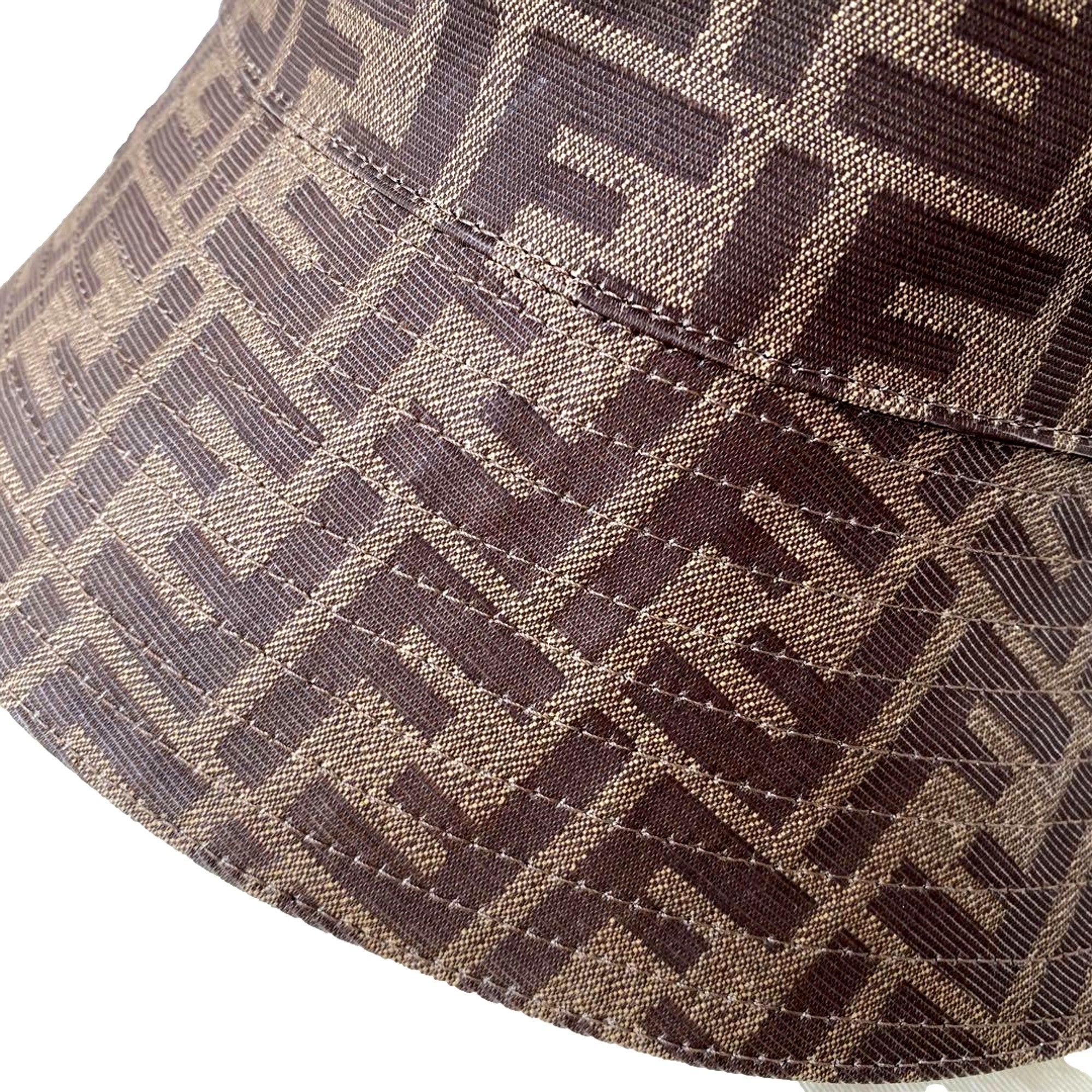 Fendi Zucca Brown Woven Fabric Bucket Hat Small - TSC.ca