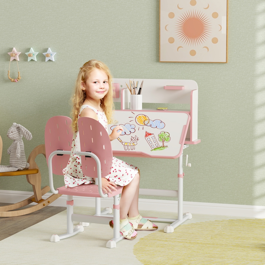 Image 976633_ALTMORE1.jpg, Product 976-633 / Price $169.99, Qaba Kids Study Table and Chair, Adjustable Kids Desk and Chair Set, Pink from Qaba on TSC.ca's Home & Garden department