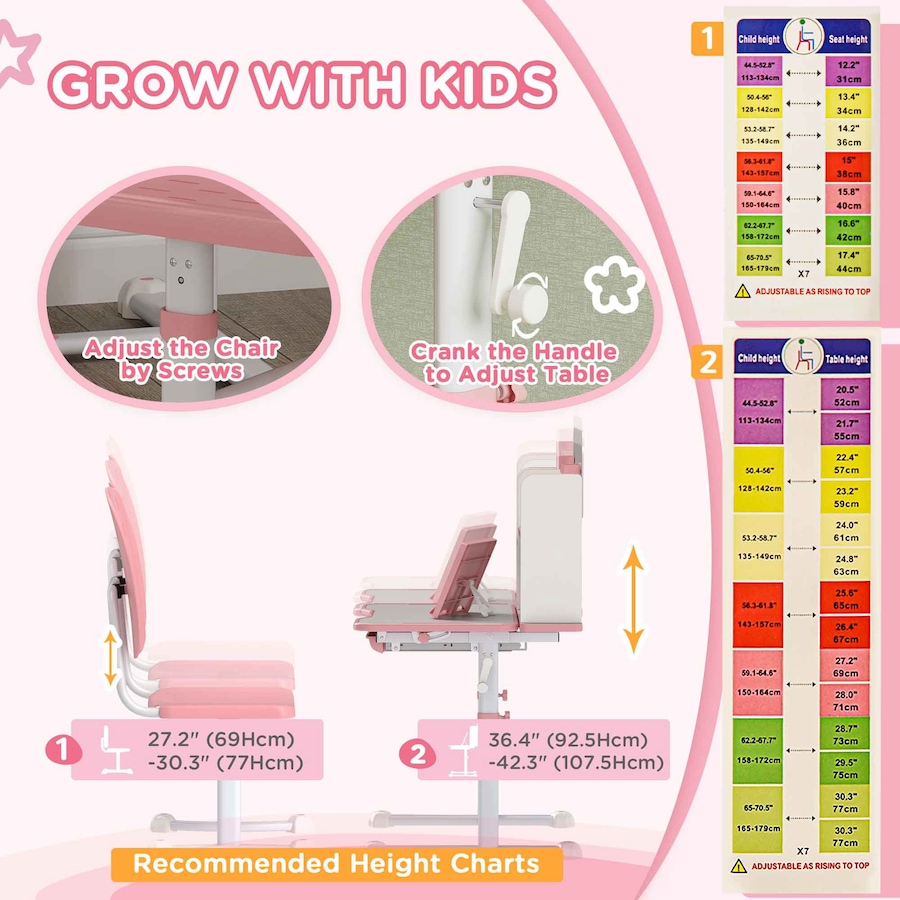 Image 976633_ALTMORE4.jpg, Product 976-633 / Price $169.99, Qaba Kids Study Table and Chair, Adjustable Kids Desk and Chair Set, Pink from Qaba on TSC.ca's Home & Garden department