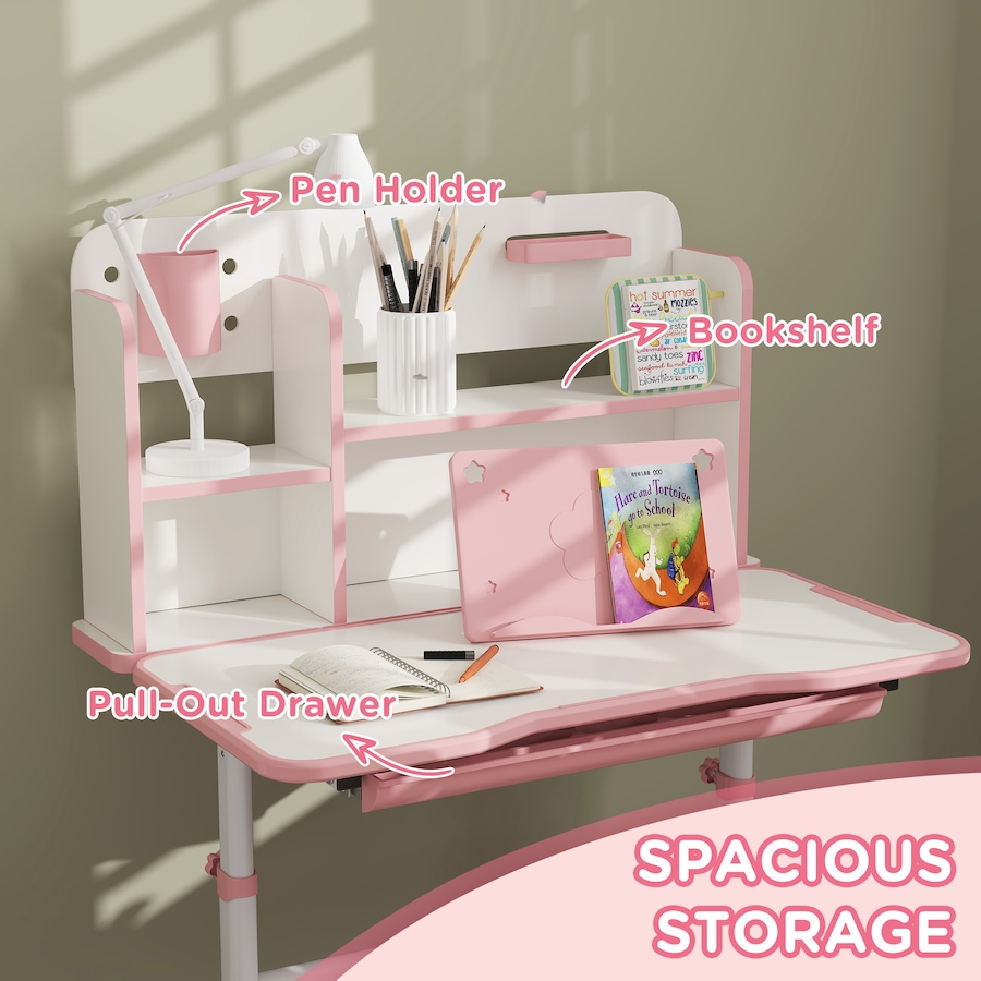 Image 976633_ALTMORE5.jpg, Product 976-633 / Price $169.99, Qaba Kids Study Table and Chair, Adjustable Kids Desk and Chair Set, Pink from Qaba on TSC.ca's Home & Garden department
