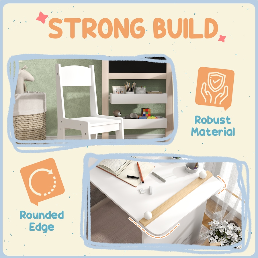 Image 976634_ALTMORE6.jpg, Product 976-634 / Price $129.99, Qaba 3 in 1 Kids Table and Chair Set with Foldable Easel, Storage Shelves from Qaba on TSC.ca's Home & Garden department