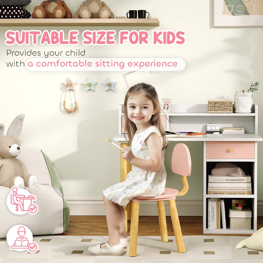 Image 976635_ALTMORE5.jpg, Product 976-635 / Price $140.82, Qaba 2 Pieces Kids Desk and Chair Set with Storage and Shelves, Pink from Qaba on TSC.ca's Home & Garden department