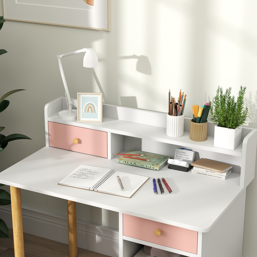 Image 976635_ALTMORE7.jpg, Product 976-635 / Price $140.82, Qaba 2 Pieces Kids Desk and Chair Set with Storage and Shelves, Pink from Qaba on TSC.ca's Home & Garden department