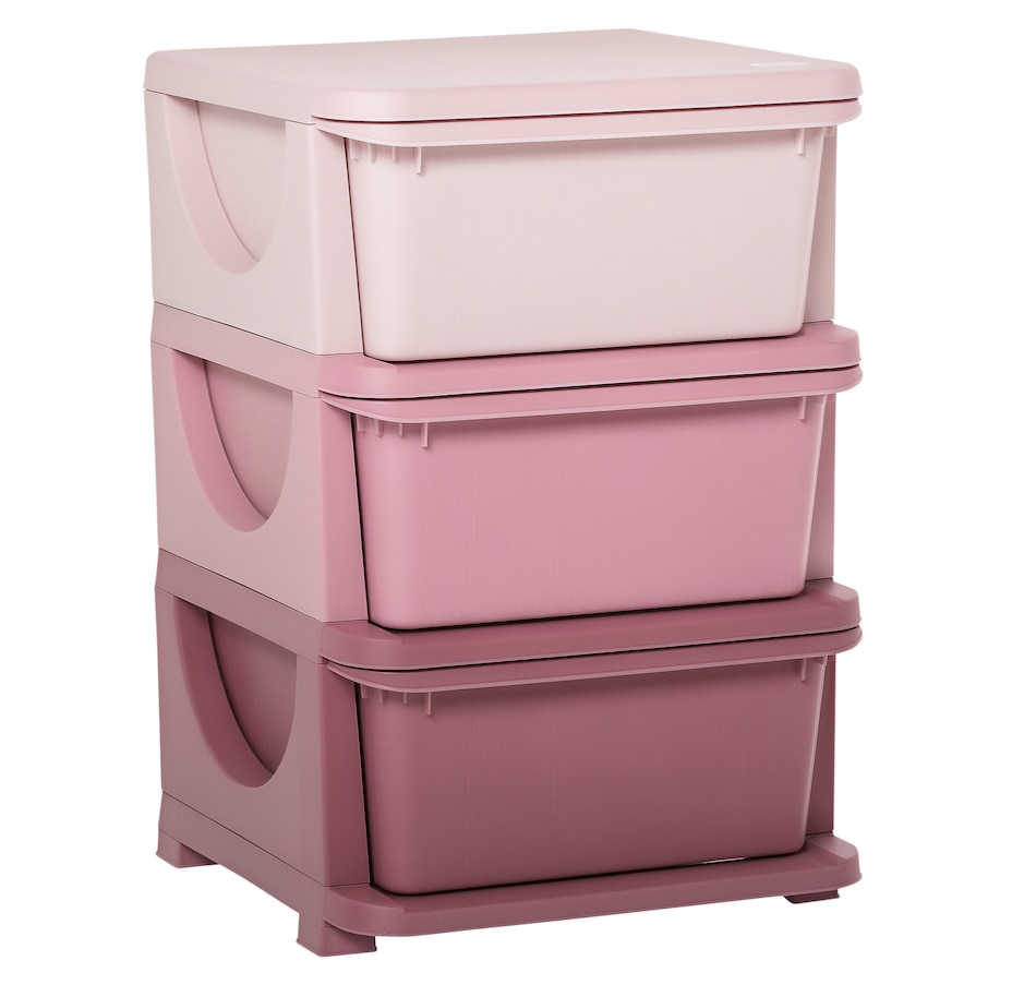 Image 976636.png, Product 976-636 / Price $69.99, Qaba 3 Tier Kids Toy Organizer with 3 Plastic Storage Bins, Pink from Qaba on TSC.ca's Home & Garden department
