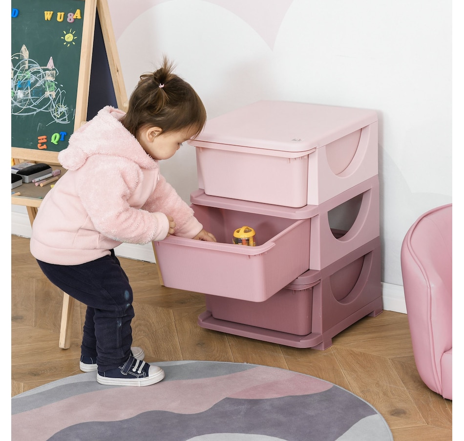 Image 976636_ALTMORE1.jpg, Product 976-636 / Price $69.99, Qaba 3 Tier Kids Toy Organizer with 3 Plastic Storage Bins, Pink from Qaba on TSC.ca's Home & Garden department