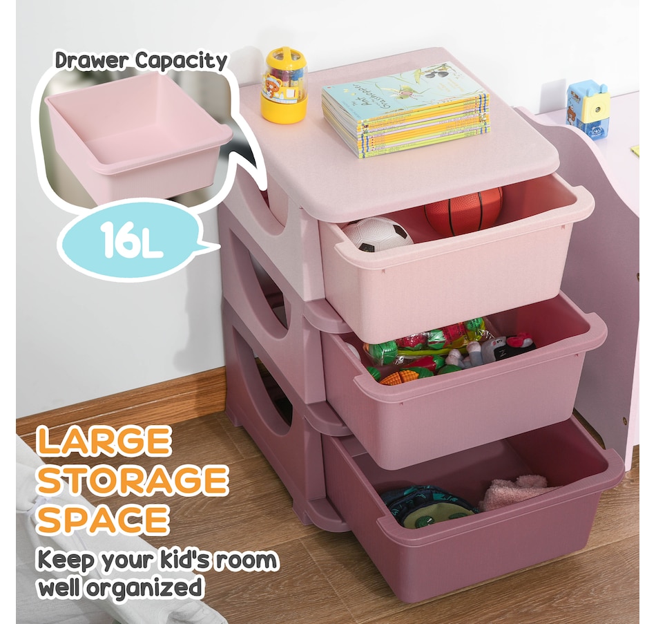 Image 976636_ALTMORE3.jpg, Product 976-636 / Price $69.99, Qaba 3 Tier Kids Toy Organizer with 3 Plastic Storage Bins, Pink from Qaba on TSC.ca's Home & Garden department