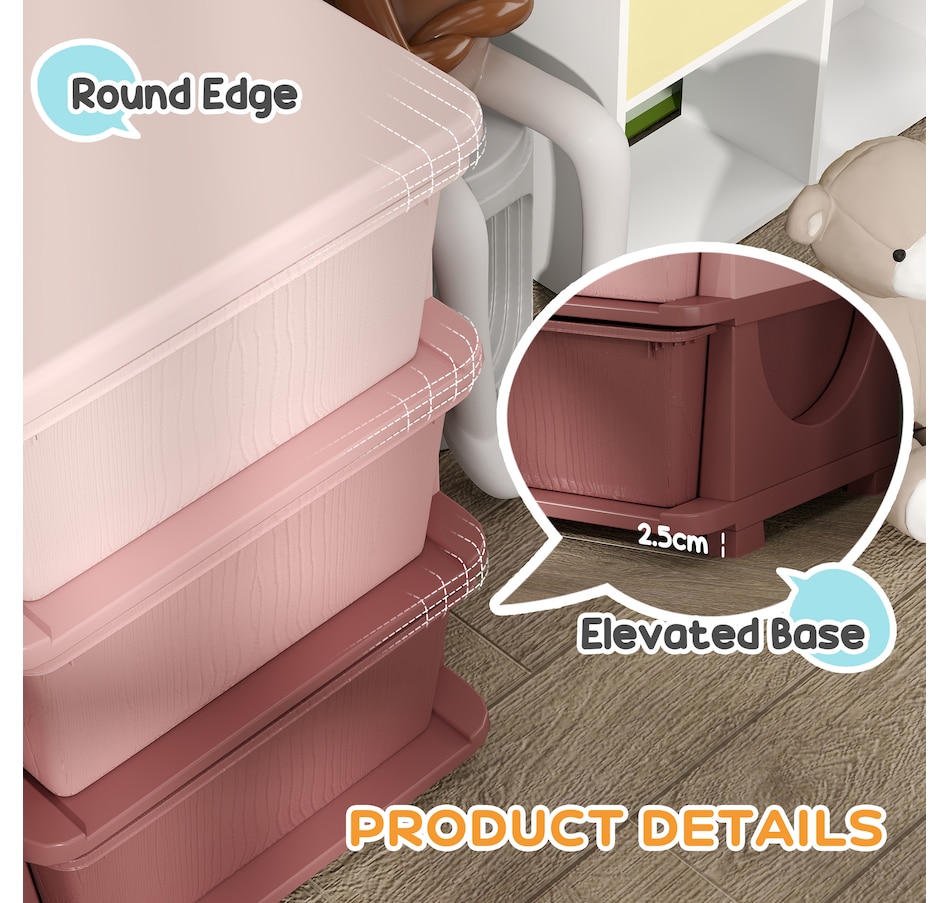Image 976636_ALTMORE4.jpg, Product 976-636 / Price $69.99, Qaba 3 Tier Kids Toy Organizer with 3 Plastic Storage Bins, Pink from Qaba on TSC.ca's Home & Garden department