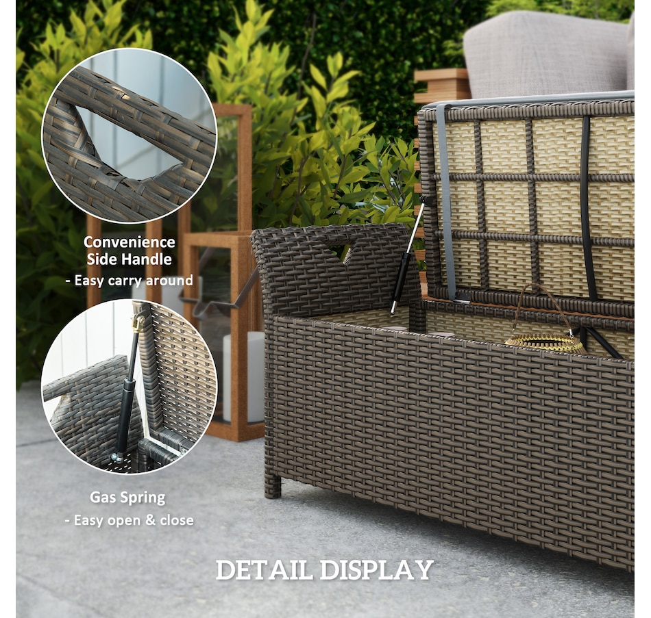 Image 976637_ALTMORE6.jpg, Product 976-637 / Price $159.99, Outsunny 2-In-1 Patio Wicker Storage Bench 29 Gallon Storage Box Dark Grey from Outsunny on TSC.ca's Home & Garden department