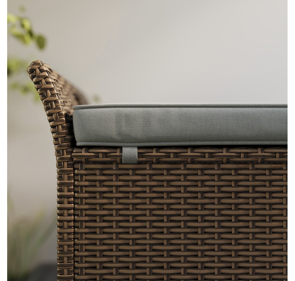 Image 976637_ALTMORE7.jpg, Product 976-637 / Price $159.99, Outsunny 2-In-1 Patio Wicker Storage Bench 29 Gallon Storage Box Dark Grey from Outsunny on TSC.ca's Home & Garden department