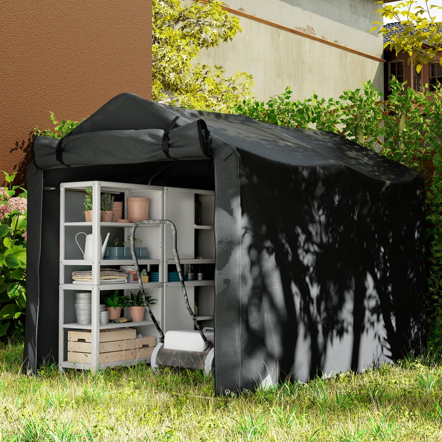 Image 976641_ALTMORE6.jpg, Product 976-641 / Price $129.99, Outsunny Outdoor Shelter, Motorcycle Tent w/Roll-up Zipper Door, Black from Outsunny on TSC.ca's Home & Garden department