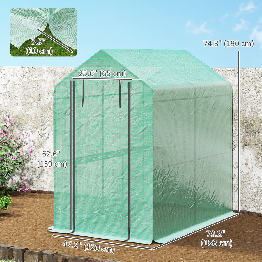 Image 976644_ALTMORE2.jpg, Product 976-644 / Price $79.99, Outsunny Walk-in Greenhouse, Plant Flower Growth Warm House, Green from Outsunny on TSC.ca's Home & Garden department