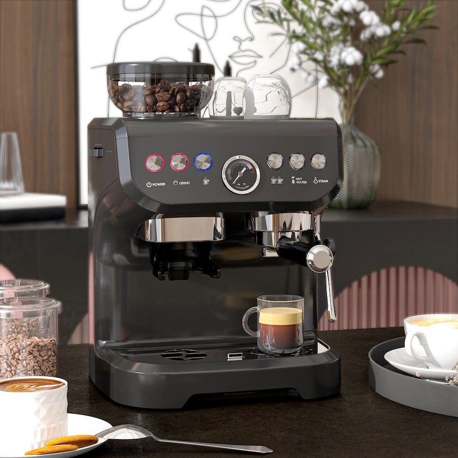Image 976648_ALTMORE1.jpg, Product 976-648 / Price $288.03, HOMCOM Espresso Machine with Milk Frother, 15 Bar Espresso Maker, Black from HOMCOM on TSC.ca's Kitchen department
