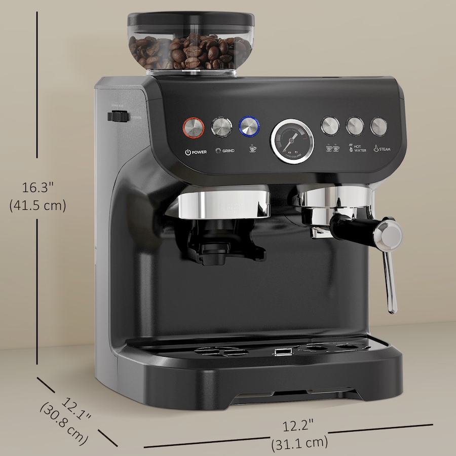 Image 976648_ALTMORE2.jpg, Product 976-648 / Price $288.03, HOMCOM Espresso Machine with Milk Frother, 15 Bar Espresso Maker, Black from HOMCOM on TSC.ca's Kitchen department
