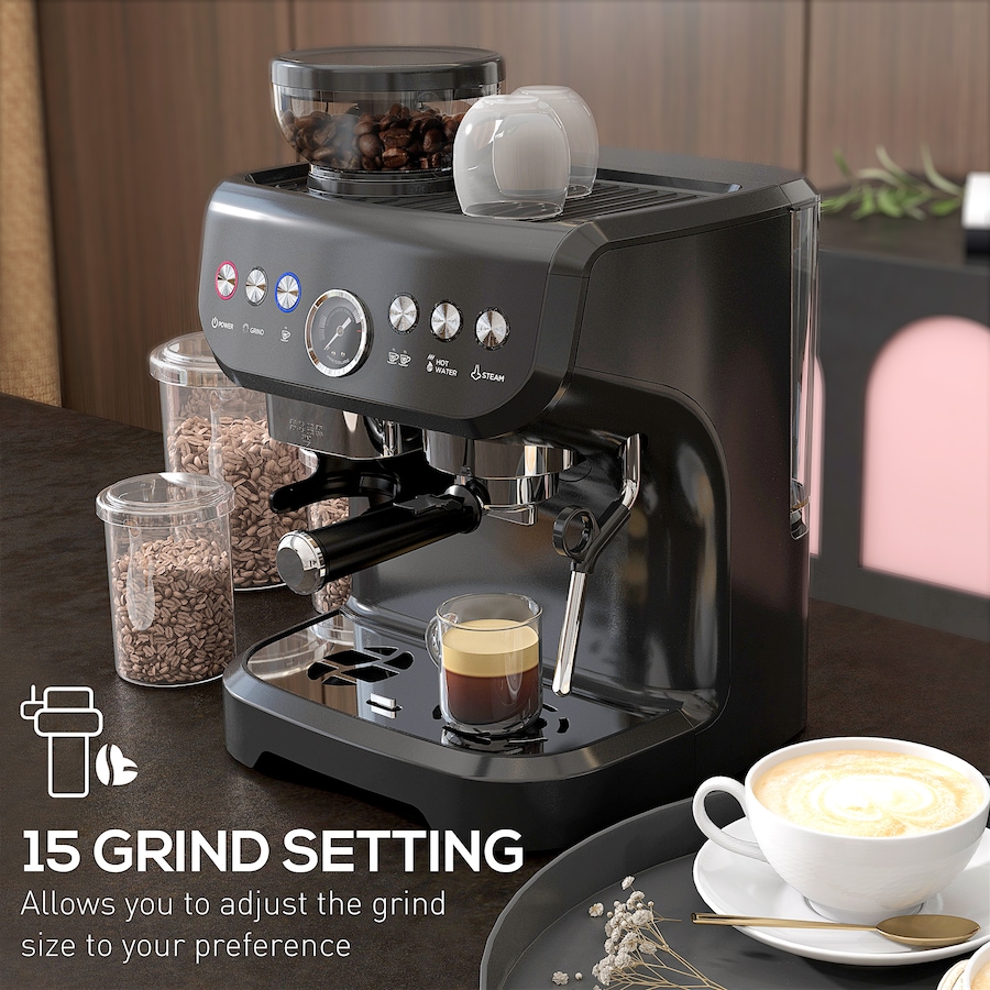 Image 976648_ALTMORE3.jpg, Product 976-648 / Price $288.03, HOMCOM Espresso Machine with Milk Frother, 15 Bar Espresso Maker, Black from HOMCOM on TSC.ca's Kitchen department