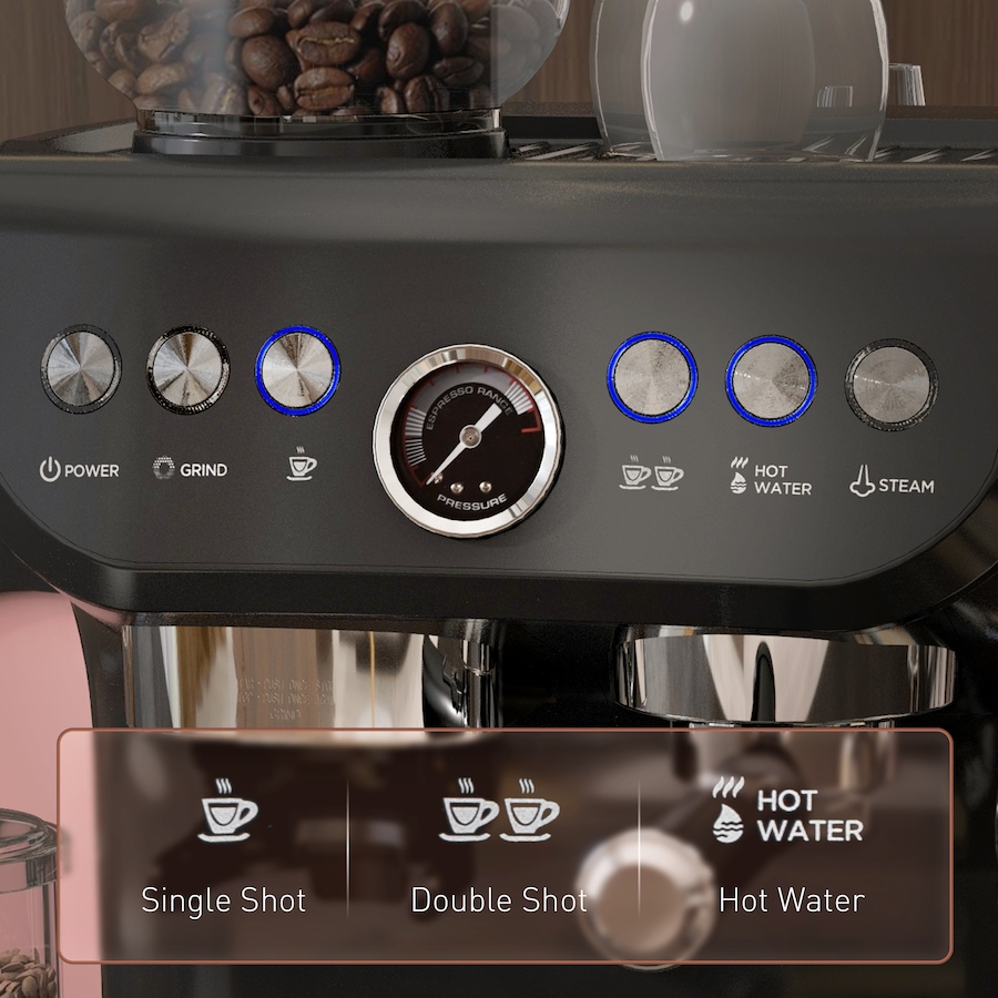 Image 976648_ALTMORE6.jpg, Product 976-648 / Price $288.03, HOMCOM Espresso Machine with Milk Frother, 15 Bar Espresso Maker, Black from HOMCOM on TSC.ca's Kitchen department