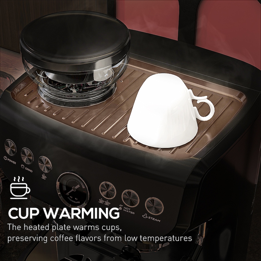 Image 976648_ALTMORE7.jpg, Product 976-648 / Price $288.03, HOMCOM Espresso Machine with Milk Frother, 15 Bar Espresso Maker, Black from HOMCOM on TSC.ca's Kitchen department
