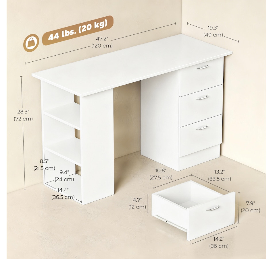 Image 976670_ALTMORE27.jpg, Product 976-670 / Price $134.99 - $166.99, HOMCOM Computer Desk 47 Inches Home Office Desk Study Writing Table from HOMCOM on TSC.ca's Home & Garden department