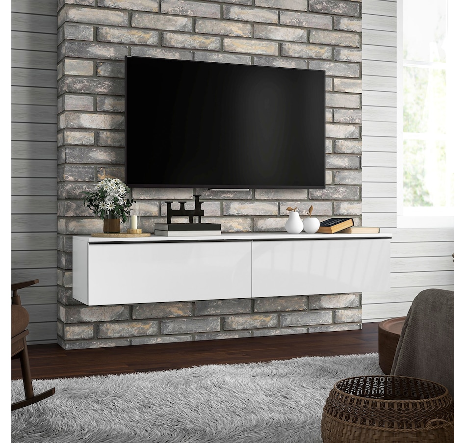 Image 976676_ALTMORE1.jpg, Product 976-676 / Price $129.99 - $179.99, HOMCOM Wall Mounted TV Stand with Storage 2 Flip Doors High Gloss from HOMCOM on TSC.ca's Home & Garden department