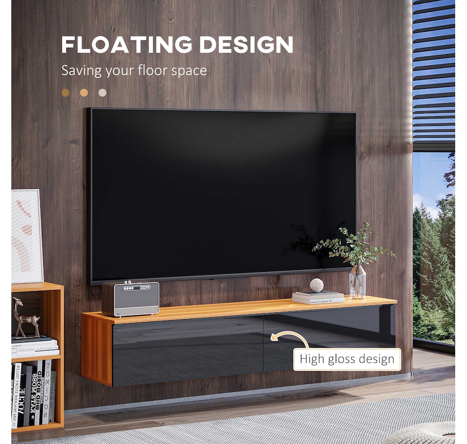 Image 976676_ALTMORE11.jpg, Product 976-676 / Price $129.99 - $179.99, HOMCOM Wall Mounted TV Stand with Storage 2 Flip Doors High Gloss from HOMCOM on TSC.ca's Home & Garden department