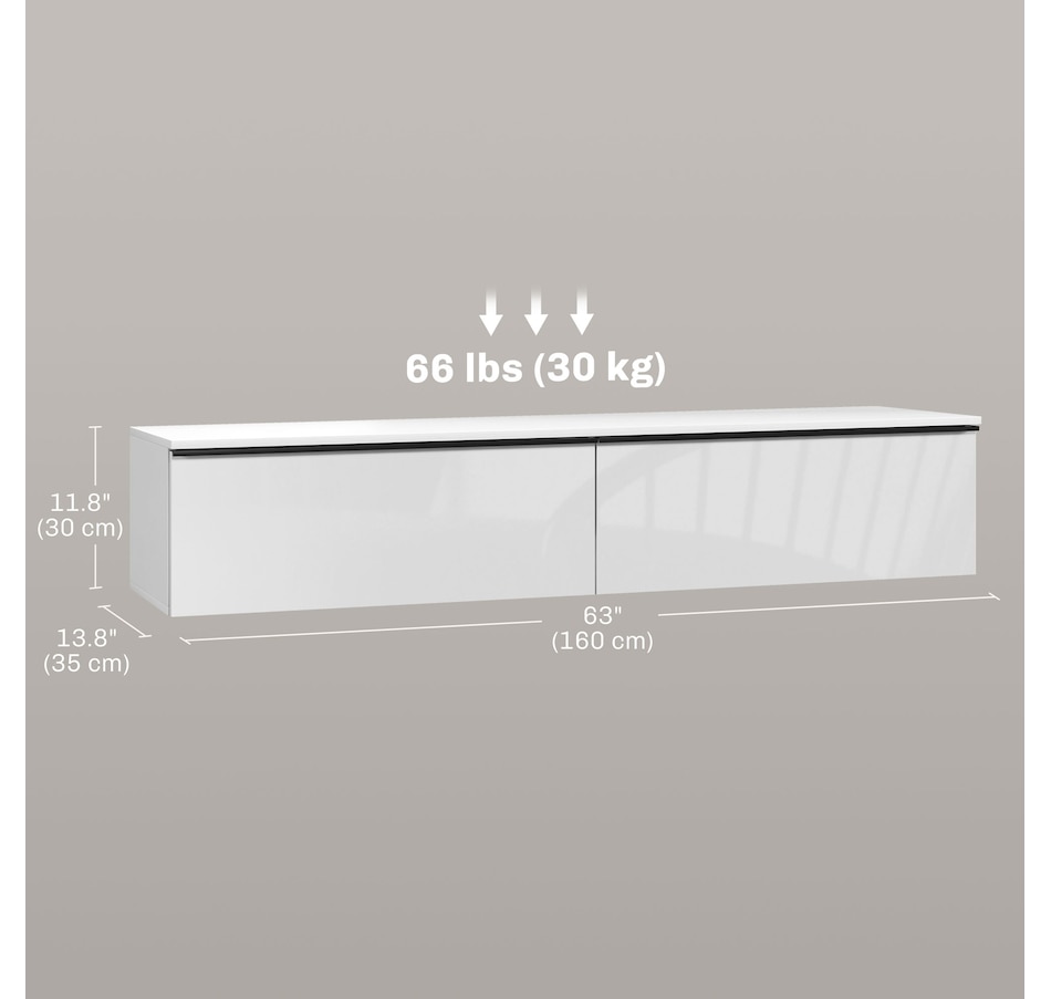Image 976676_ALTMORE2.jpg, Product 976-676 / Price $129.99 - $179.99, HOMCOM Wall Mounted TV Stand with Storage 2 Flip Doors High Gloss from HOMCOM on TSC.ca's Home & Garden department