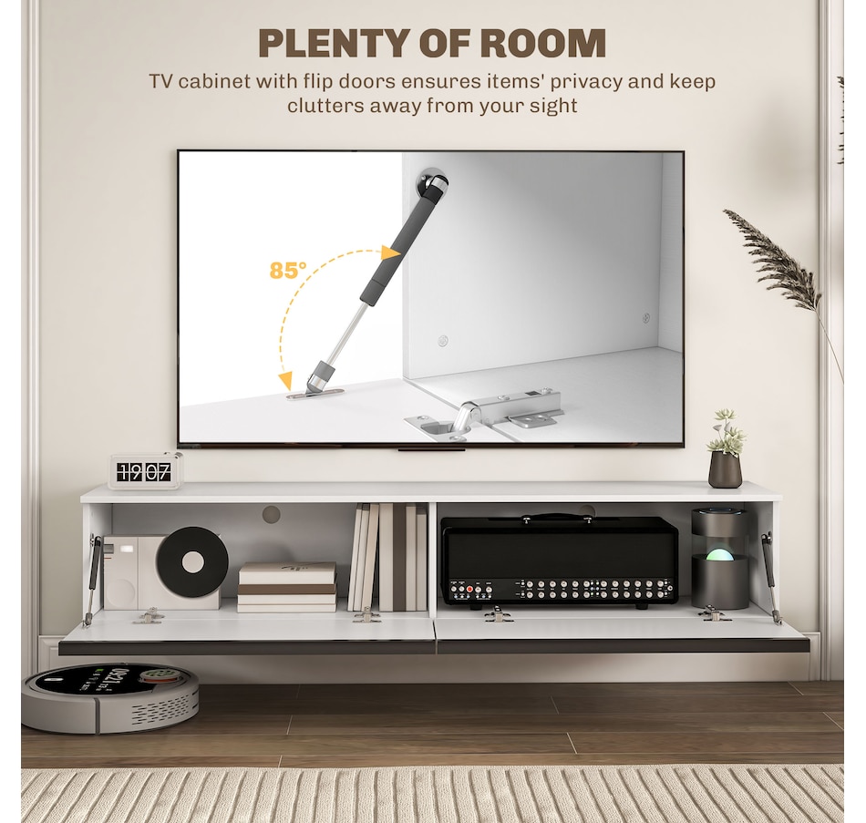 Image 976676_ALTMORE4.jpg, Product 976-676 / Price $129.99 - $179.99, HOMCOM Wall Mounted TV Stand with Storage 2 Flip Doors High Gloss from HOMCOM on TSC.ca's Home & Garden department