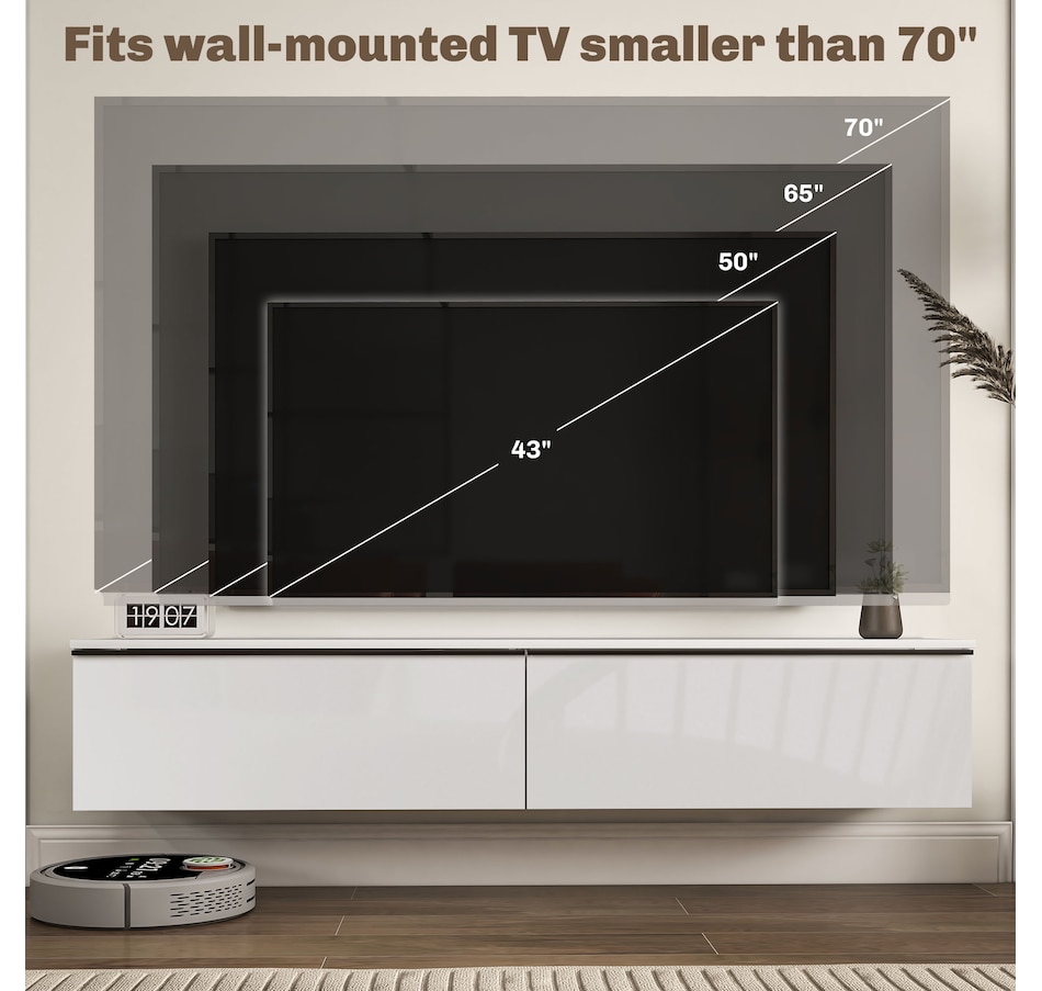 Image 976676_ALTMORE5.jpg, Product 976-676 / Price $129.99 - $179.99, HOMCOM Wall Mounted TV Stand with Storage 2 Flip Doors High Gloss from HOMCOM on TSC.ca's Home & Garden department