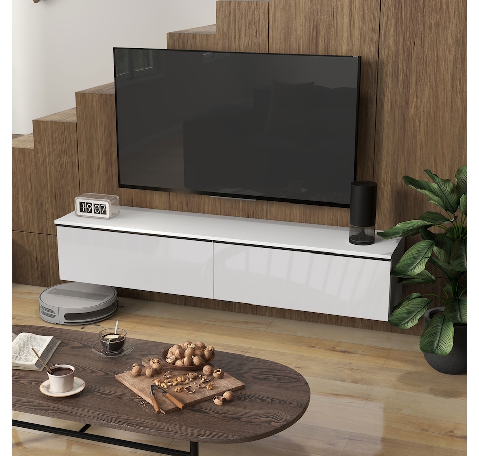 Image 976676_ALTMORE6.jpg, Product 976-676 / Price $129.99 - $179.99, HOMCOM Wall Mounted TV Stand with Storage 2 Flip Doors High Gloss from HOMCOM on TSC.ca's Home & Garden department