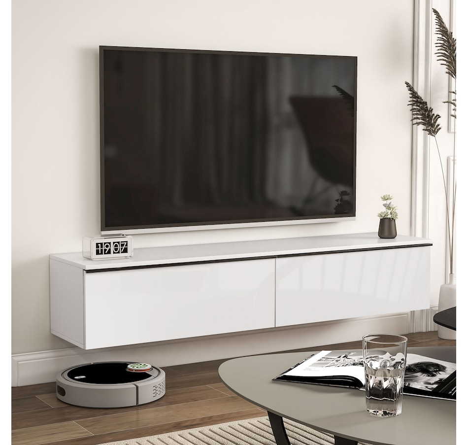 Image 976676_ALTMORE7.jpg, Product 976-676 / Price $129.99 - $179.99, HOMCOM Wall Mounted TV Stand with Storage 2 Flip Doors High Gloss from HOMCOM on TSC.ca's Home & Garden department