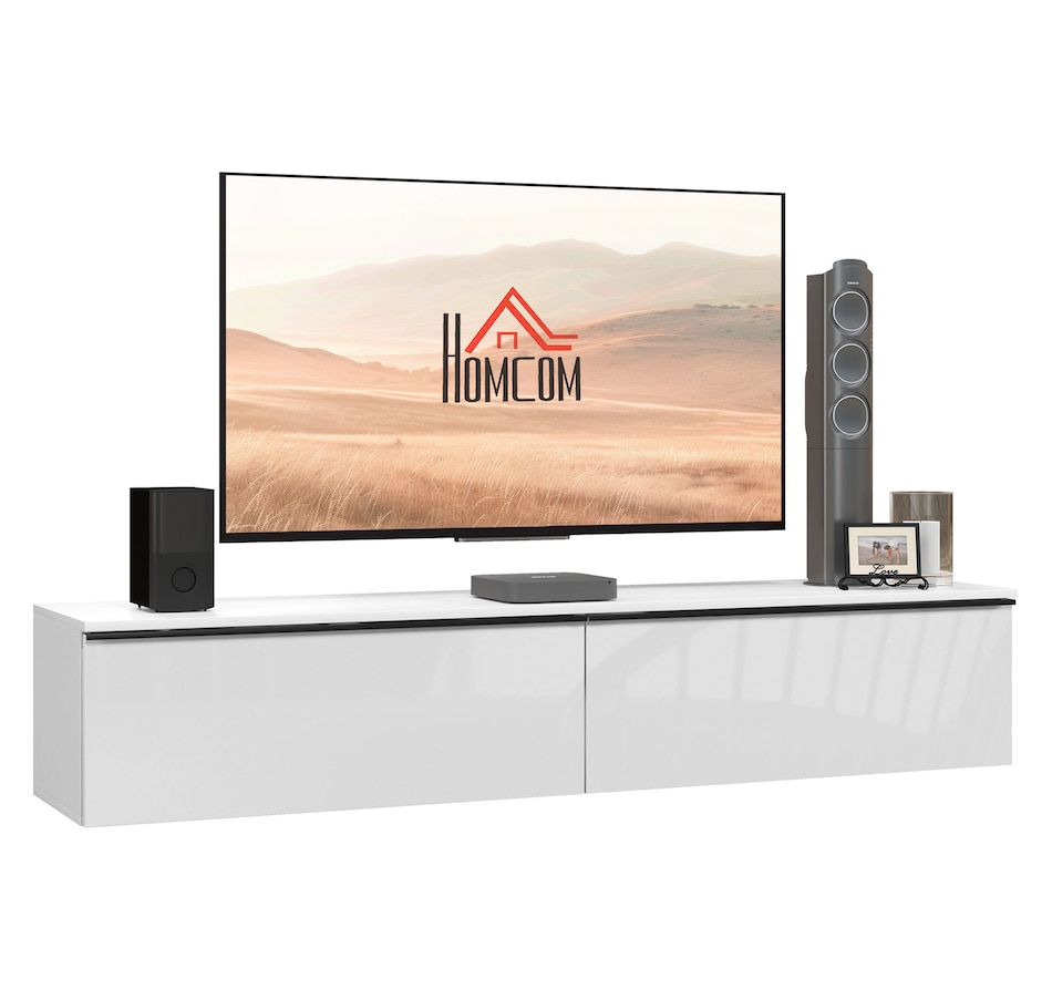 Image 976676_ST01.jpg, Product 976-676 / Price $129.99 - $179.99, HOMCOM Wall Mounted TV Stand with Storage 2 Flip Doors High Gloss from HOMCOM on TSC.ca's Home & Garden department