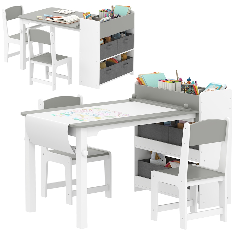 Image 976686.jpg, Product 976-686 / Price $159.99, Qaba Kids Table and Chair Set with Paper Roll, Craft Table, Grey from Qaba on TSC.ca's Home & Garden department