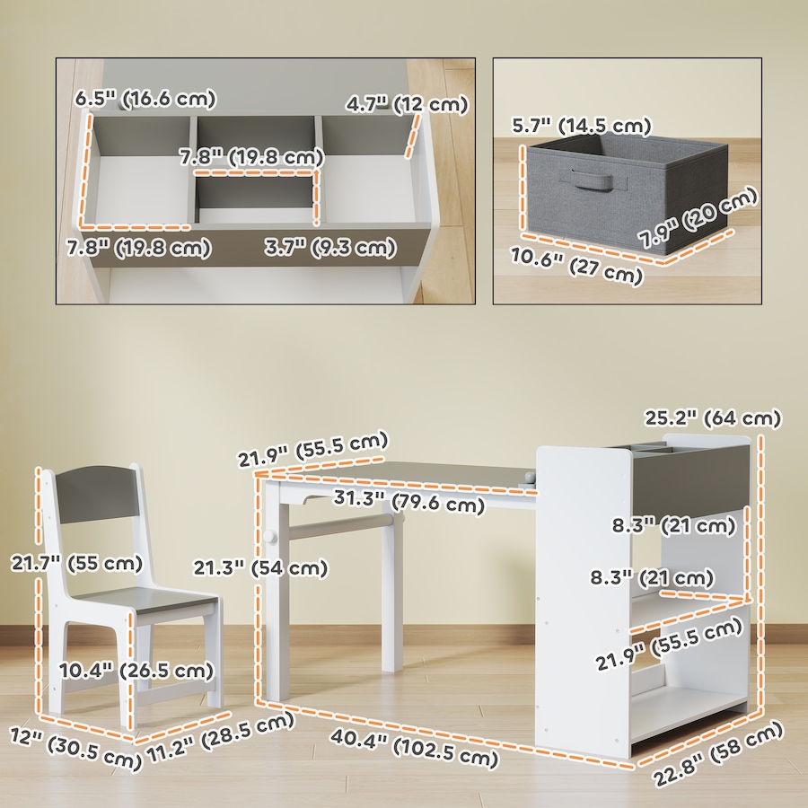 Image 976686_ALTMORE2.jpg, Product 976-686 / Price $159.99, Qaba Kids Table and Chair Set with Paper Roll, Craft Table, Grey from Qaba on TSC.ca's Home & Garden department