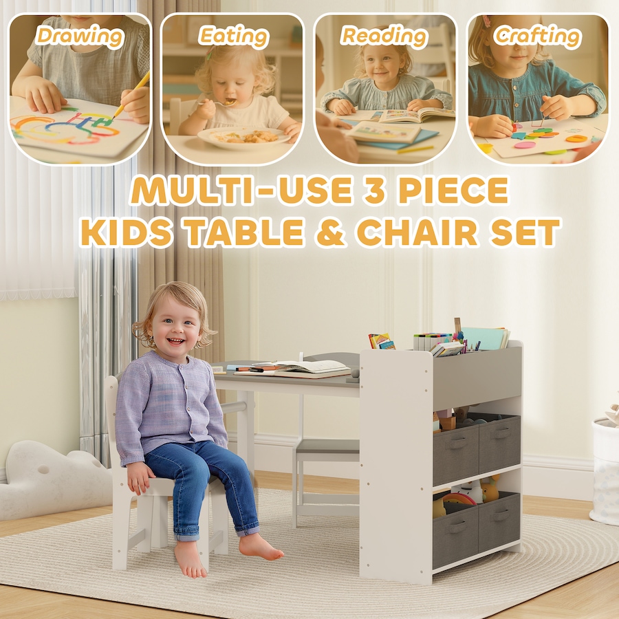 Image 976686_ALTMORE3.jpg, Product 976-686 / Price $159.99, Qaba Kids Table and Chair Set with Paper Roll, Craft Table, Grey from Qaba on TSC.ca's Home & Garden department