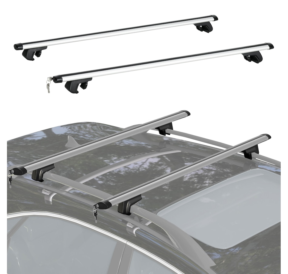Image 976687.jpg, Product 976-687 / Price $69.99, HOMCOM 2pc Roof Rack Car Roof Top Lockable Aluminum Cross Bars, Silver, 49" from HOMCOM on TSC.ca's Home & Garden department