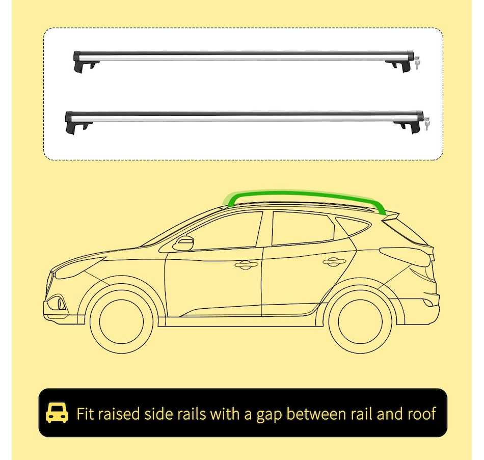 Image 976687_ALTMORE4.jpg, Product 976-687 / Price $69.99, HOMCOM 2pc Roof Rack Car Roof Top Lockable Aluminum Cross Bars, Silver, 49" from HOMCOM on TSC.ca's Home & Garden department