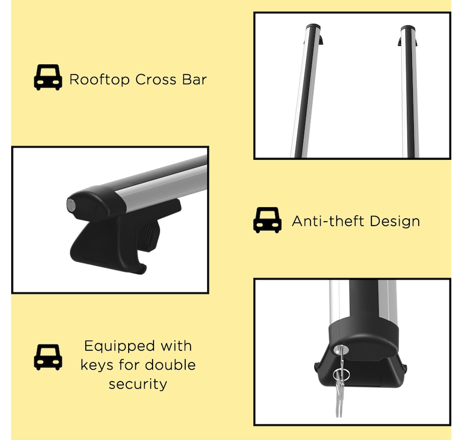 Image 976687_ALTMORE6.jpg, Product 976-687 / Price $69.99, HOMCOM 2pc Roof Rack Car Roof Top Lockable Aluminum Cross Bars, Silver, 49" from HOMCOM on TSC.ca's Home & Garden department