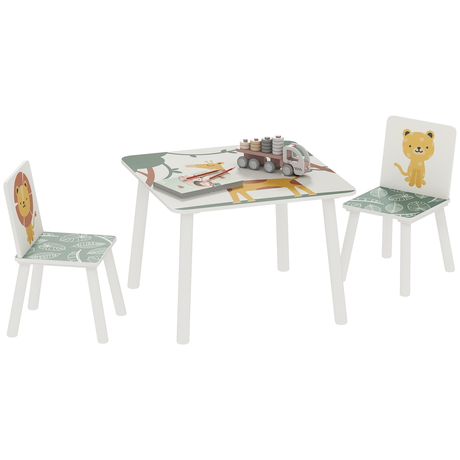 Image 976688.jpg, Product 976-688 / Price $79.98, Qaba 3-Piece Kids Table and Chair Set for Boys and Girls Aged 3-8, Green from Qaba on TSC.ca's Home & Garden department
