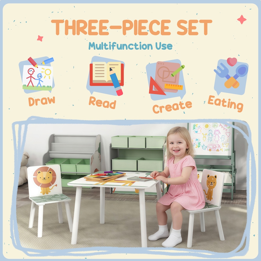 Image 976688_ALTMORE3.jpg, Product 976-688 / Price $79.98, Qaba 3-Piece Kids Table and Chair Set for Boys and Girls Aged 3-8, Green from Qaba on TSC.ca's Home & Garden department