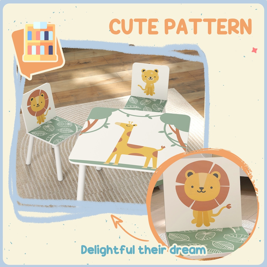 Image 976688_ALTMORE4.jpg, Product 976-688 / Price $79.98, Qaba 3-Piece Kids Table and Chair Set for Boys and Girls Aged 3-8, Green from Qaba on TSC.ca's Home & Garden department