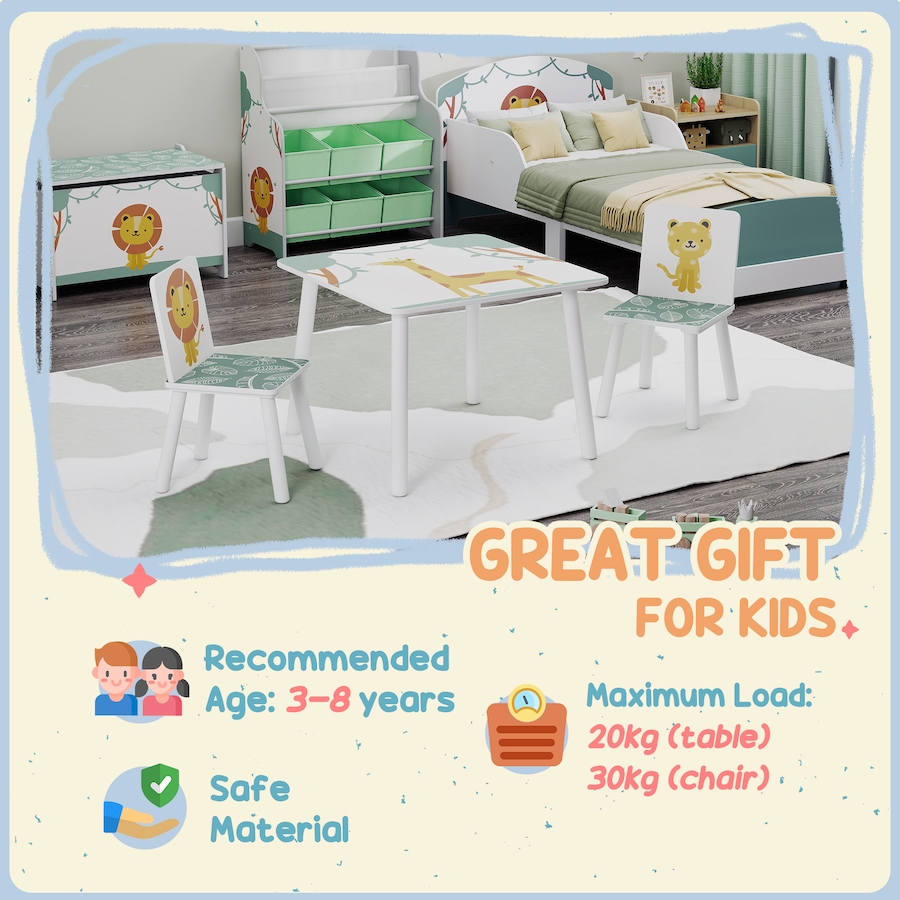 Image 976688_ALTMORE6.jpg, Product 976-688 / Price $79.98, Qaba 3-Piece Kids Table and Chair Set for Boys and Girls Aged 3-8, Green from Qaba on TSC.ca's Home & Garden department